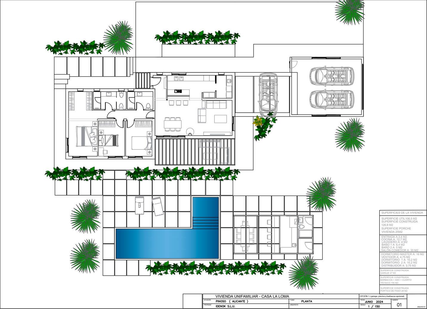 Plano de la versión 3 del modelo de vivienda de IDENOK Casa la Loma.